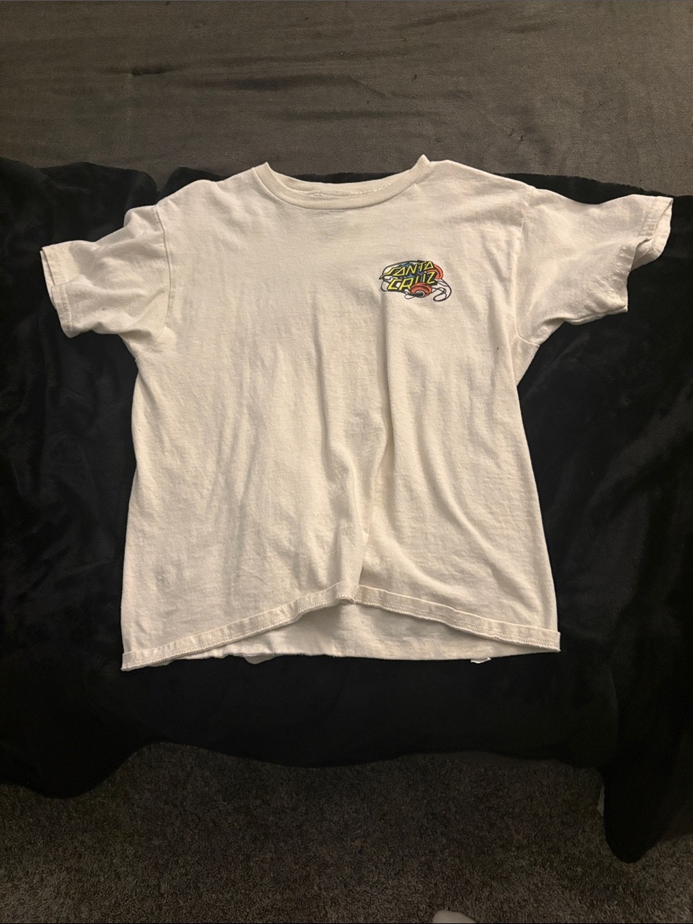 Santa Cruz Skateboards Kids White Tee with Small Colorful Logo